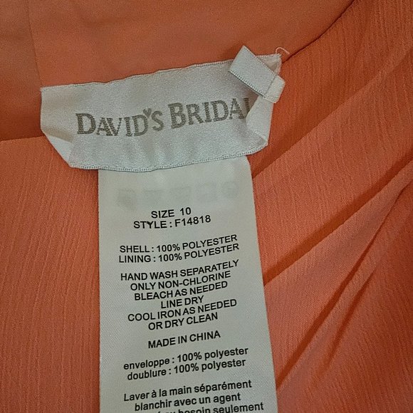 David's Bridal Salmon Peach Dress With Dainty Sequins (new with tags) - Picture 3 of 9